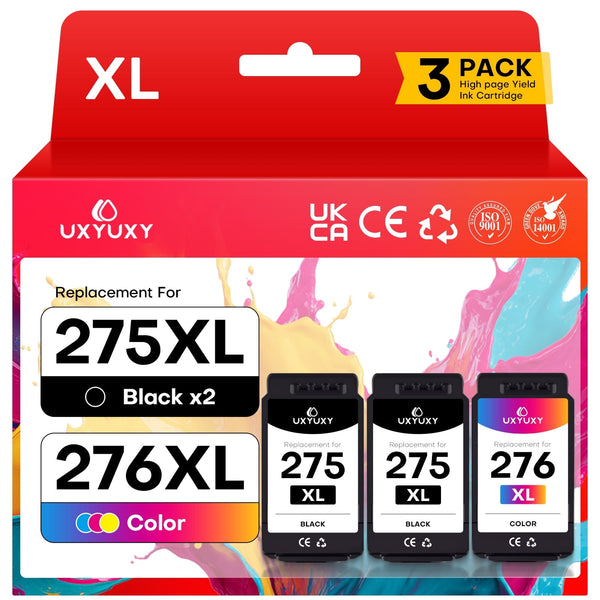 275 Ink Cartridge for Canon Ink 275 and 276 for Canon 275 Ink for PIXMA TS3522 3722 (2 Black, 1Tri-Color, 3-Pack)