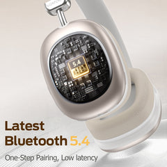 Bluetooth Headphones Over Ear, 65Hrs Playtime Wireless Headphones,Bass Boosted by 90%,Lightweight Headset with Deep Bass, Clear Call with 4 Noise Cancelling Mics,Low Latency for Travel Work Cellphone